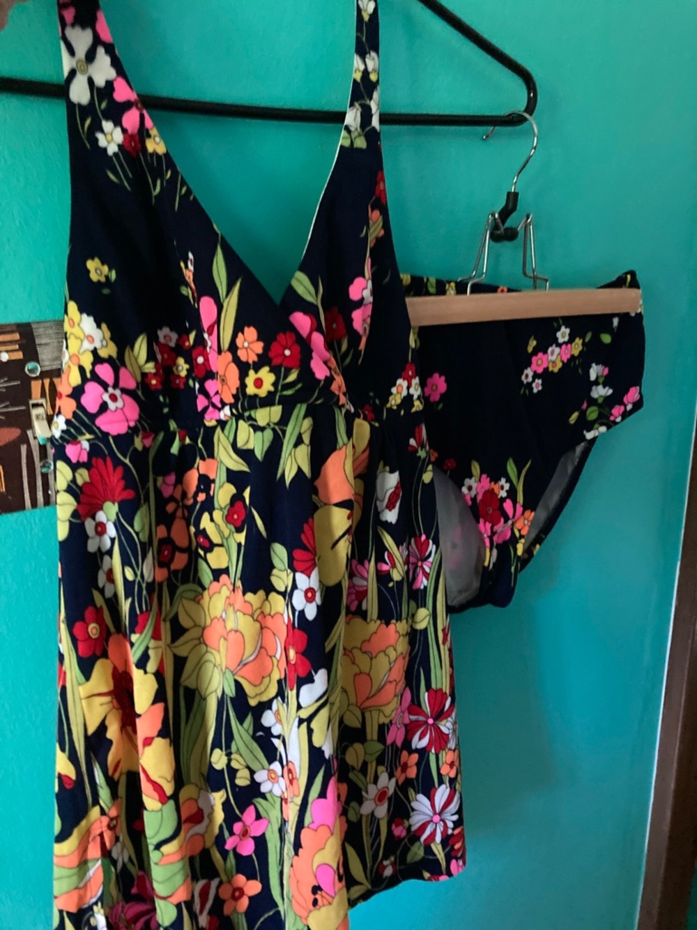 Vintage 1970s Tropical Tankini Swimsuit 2 piece